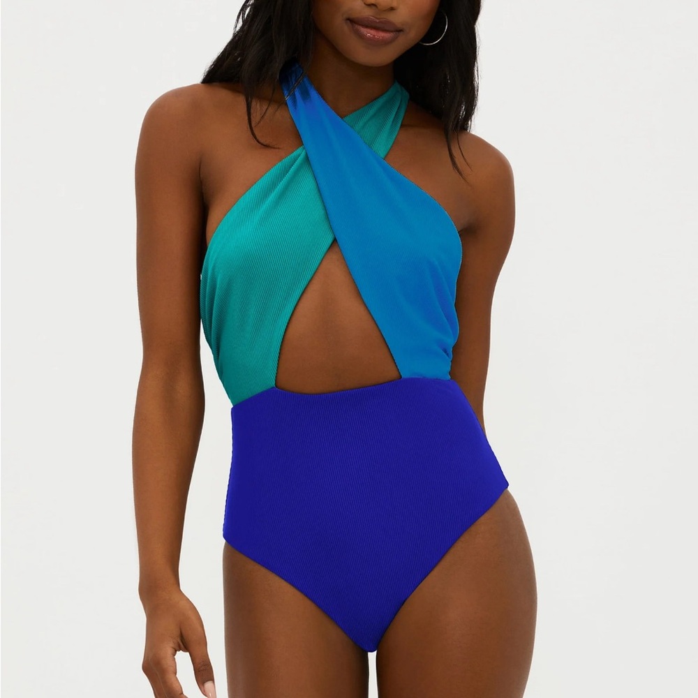 Beach Riot Jessica One Piece Caribbean
Sea Colorblock - Size L